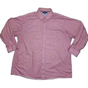 Tommy Hilfiger Mens Long Sleeve Button Down Shirt Big Size 18 (34-35) Red White
